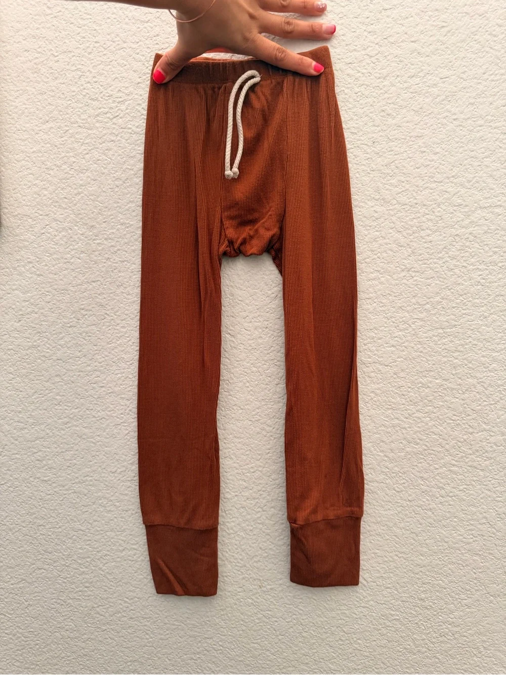 Kids Thermal Pajama Set in Cognac- Cozy Long Sleeve Top & Pants